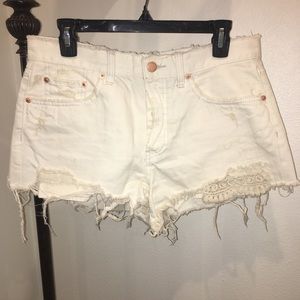 Free People Off-White Denim Shorts
